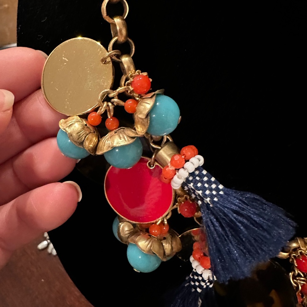 J. Crew Gold and Navy Tassel Necklace - Picture 3 of 12